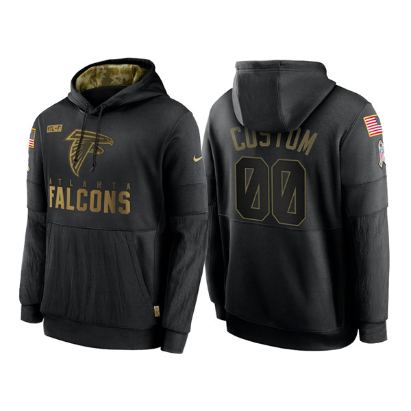 Men's Atlanta Falcons Customized 2020 Black Salute To Service Sideline Performance Pullover NFL Hoodie (Check description if you want Women or Youth size)